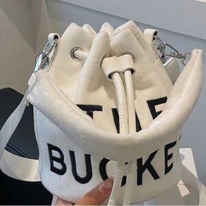 Chic White Hobo Bag with Bold Lettering
